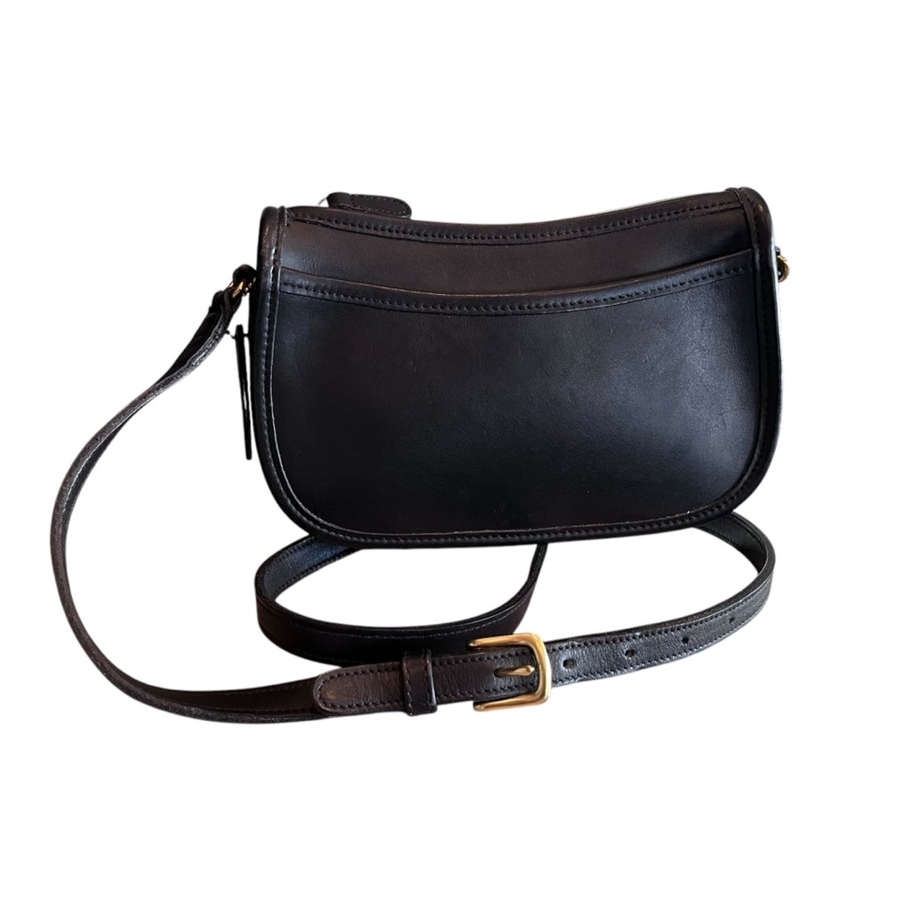 COACH Vintage Black Leather Wendie Zip Top Closure Crossbody Bag #A9P-9031